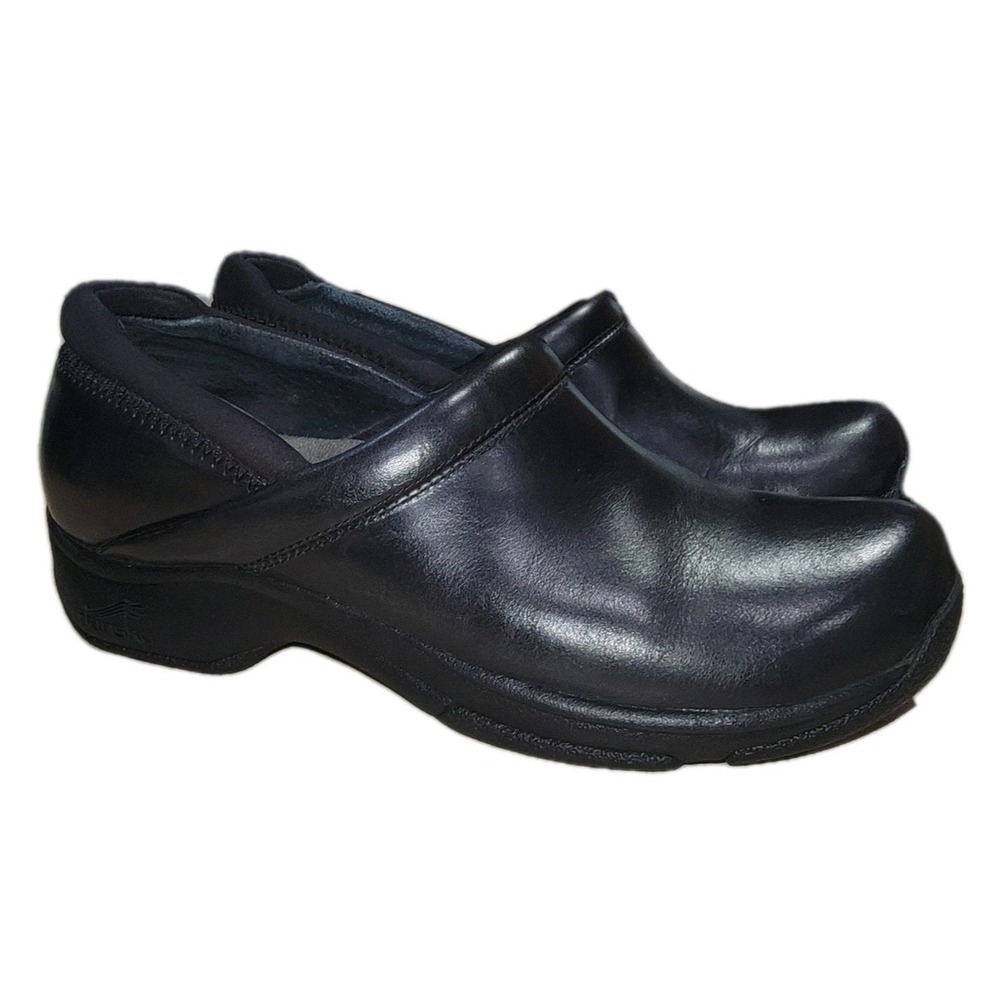 Dansko Kelsey Black Leather Clogs Womens 38 US 7.5-8 Comfort Professional Work
